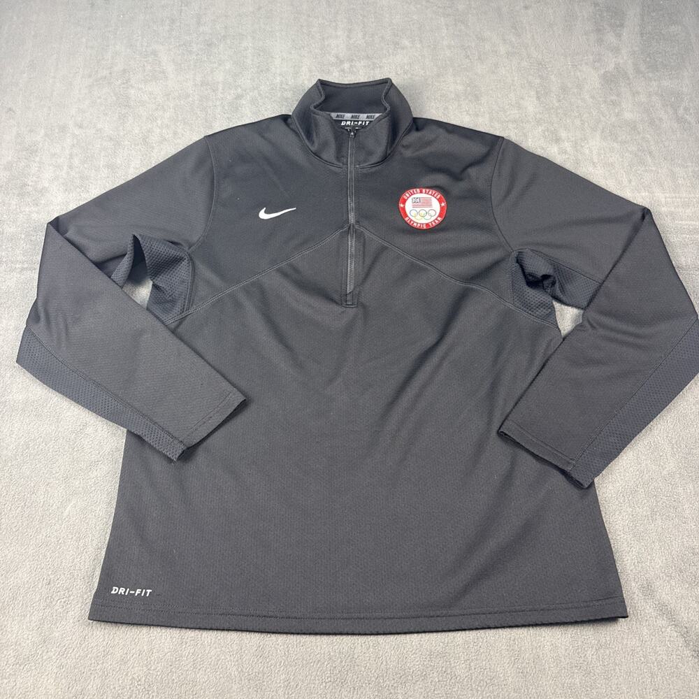 Nike Dri Fit US United States Olympic Team Gray Half Zip Jacket Shirt Large